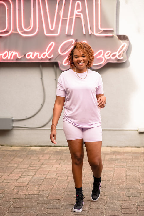 Purple "Effortless" Mommy & Me Biker Shorts Set